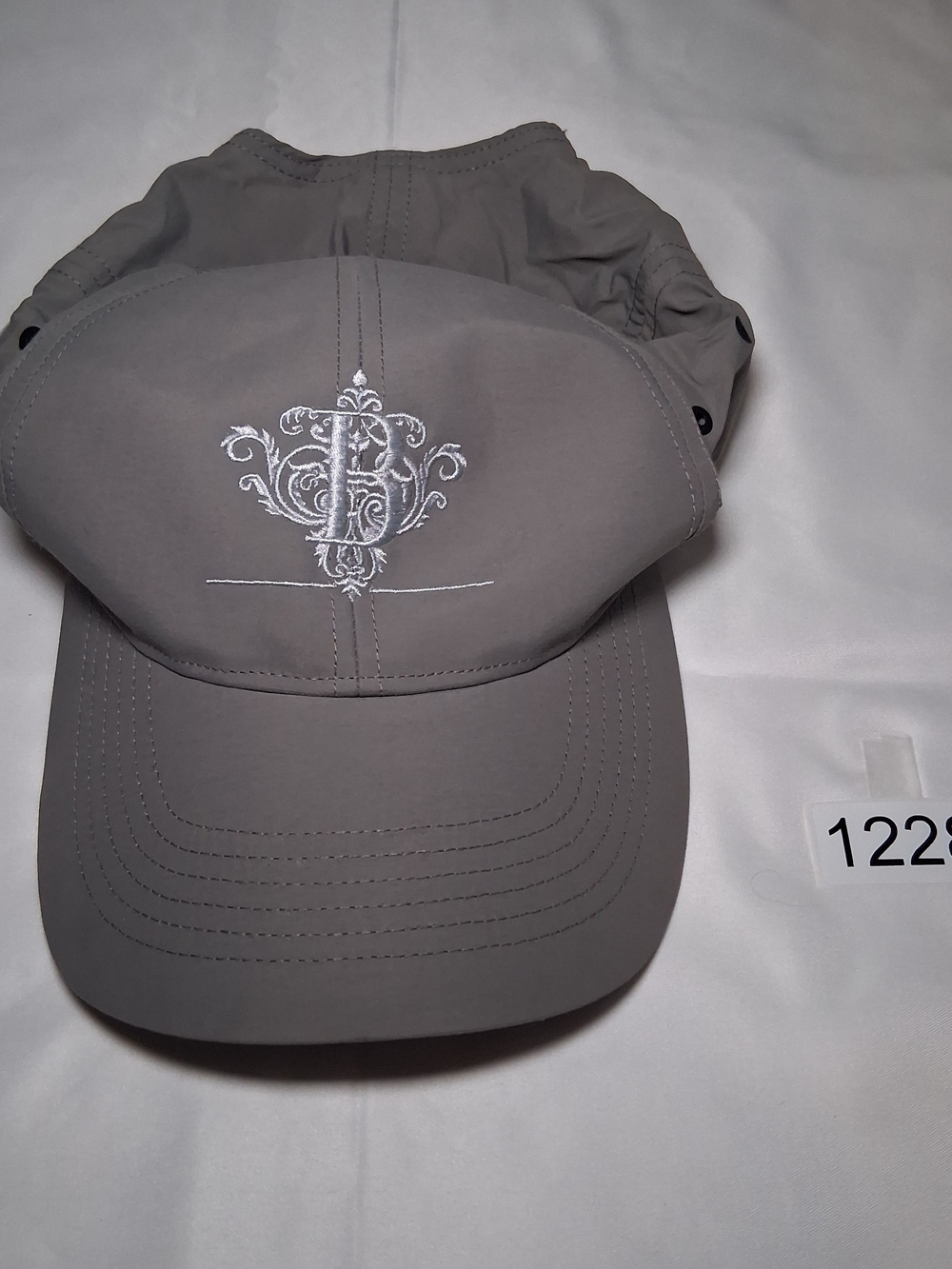 Women's Gray Embroidered Crest Sun Hat